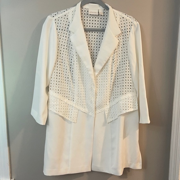 Chico's White Blazer Eyelet - Picture 1 of 10